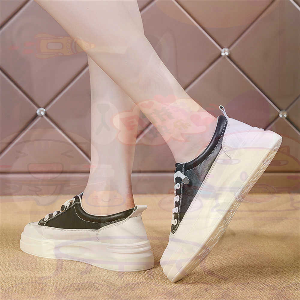 Streetwear Brand Design Ideas - LACE-up Chunky Loafers ผู้หญิงสเก็ตบอร์ดกีฬารองเท้าตะกร้ารองเท้าผ้าใบจริงแบบพกพาข่าวตะกร้า Teni ที่มีคุณภาพสูง