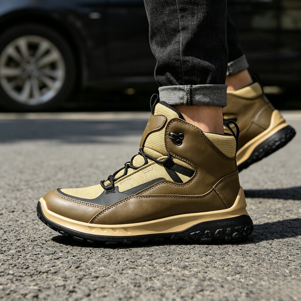 Streetwear Outdoor Brand - รองเท้าหนังหุ้มข้อสูงสำหรับผู้ชาย แบรนด์หรู ดีไซเนอร์ดั้งเดิม ดีไซน์ทันสมัย ตกแต่งด้วยผ้าตาข่าย รองเท้าผ้าใบสไตล์สตรีท