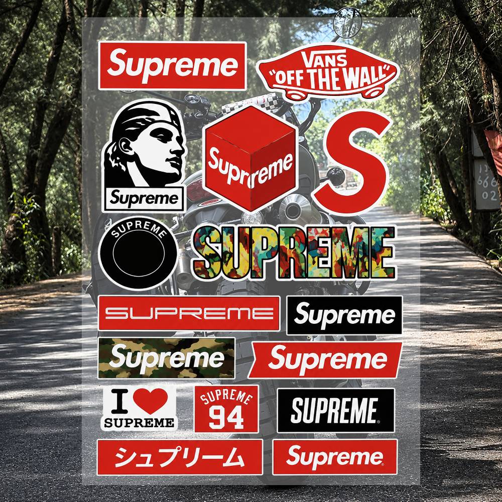 Supreme Brand Streetwear - ชุดสติกเกอร์แบรนด์ A-s-supreme-es สตรีทแวร์ กันน้ำ สำหรับติดแล็ปท็อป หมวกกันน็อค