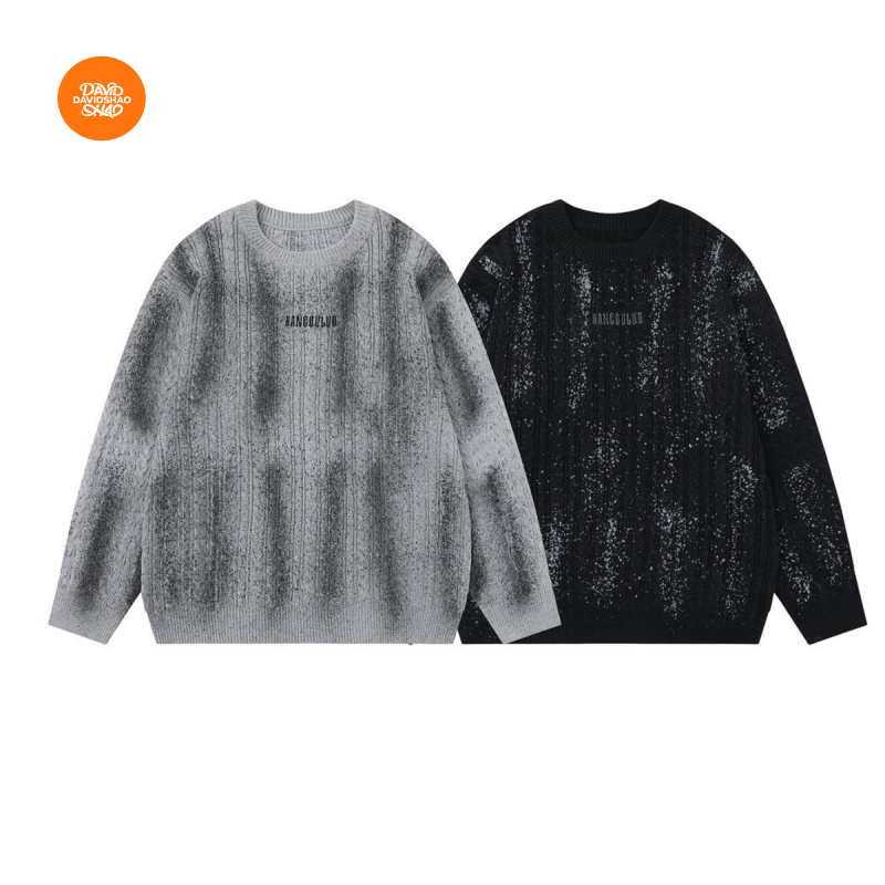 Streetwear Outdoor Brand - เสื้อสเวตเตอร์ผู้ชาย DAVIDSHAO แบรนด์หรู แฟชั่นสตรีทแวร์ คุณภาพสูง ไซส์