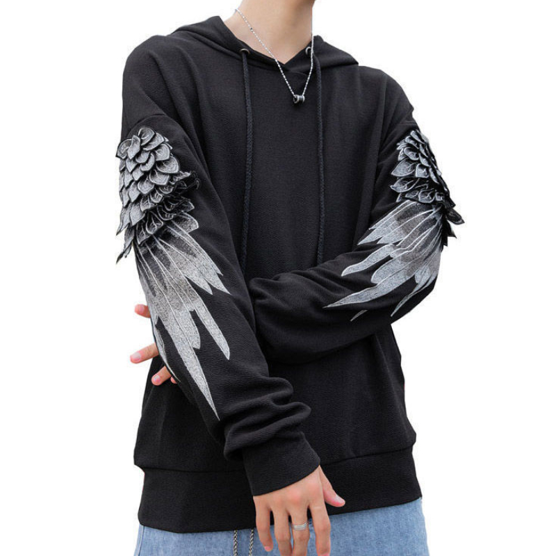 Streetwear Outdoor Brand - เสื้อสเวตเตอร์สำหรับผู้ชายเสื้อมีฮู้ดปักลายแนวสตรีทเสื้อมีฮู้ดฮิปฮอปเสื้อออกกำลังกายสีขาวหรูหราไม่มียี่ห้อฤดูใบไม้ร่วงราคาถูก