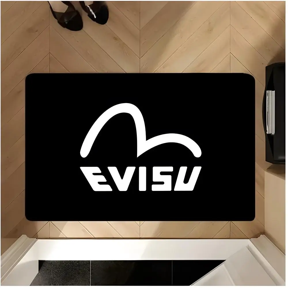 Streetwear Brand Rugs - แบรนด์เสื้อผ้าสตรีทแวร์ผ้ายีนส์ญี่ปุ่น E-EVISU พรมปูพื้นกันลื่น ผ้าสักหลาดซักได้ พรมเช็ดเท้าดูดซับน้ำ พรมปูพื้นในร่ม